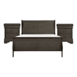 Pemberly Row 3pc California King Sleigh Bed Set with 2 Nightstands in Gray