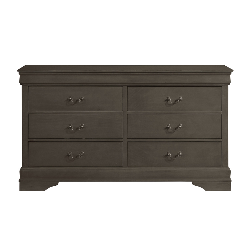 Pemberly Row 5 Piece Queen Panel Bed Set with Dresser and Chest in Gray