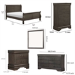 Pemberly Row 5pc Full Sleigh Bed Set with Dresser Mirror and Chest in Gray