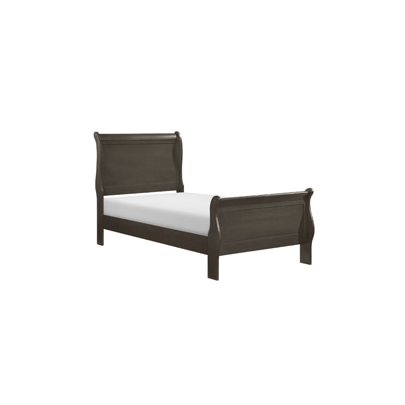 Pemberly Row 4 Piece Full Sleigh Bed Set with Dresser and Chest in Gray