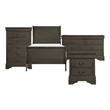 Pemberly Row 4 Piece Full Sleigh Bed Set with Dresser and Chest in Gray