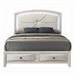 Pemberly Row Queen Bed with LED Headboard and 2 Drawers in Antique White