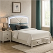 Pemberly Row Queen Bed with LED Headboard and 2 Drawers in Antique White