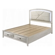 Pemberly Row Queen Bed with LED Headboard and 2 Drawers in Antique White