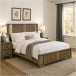Pemberly Row Queen Bed with LED Fluted Headboard in Antique Oak Brown