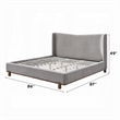 Pemberly Row King Platform Bed with Wingback Headboard in Gray Chenille