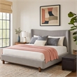 Pemberly Row King Platform Bed with Wingback Headboard in Gray Chenille