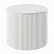 Pemberly Row Side Table with 22 Inch Round Top and Ribbed Base in White