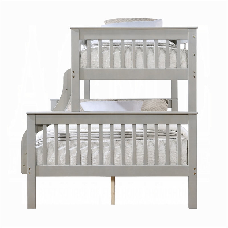 Pemberly Row Twin over Full Bunk Bed with Slatted Frame in Gray and Brown