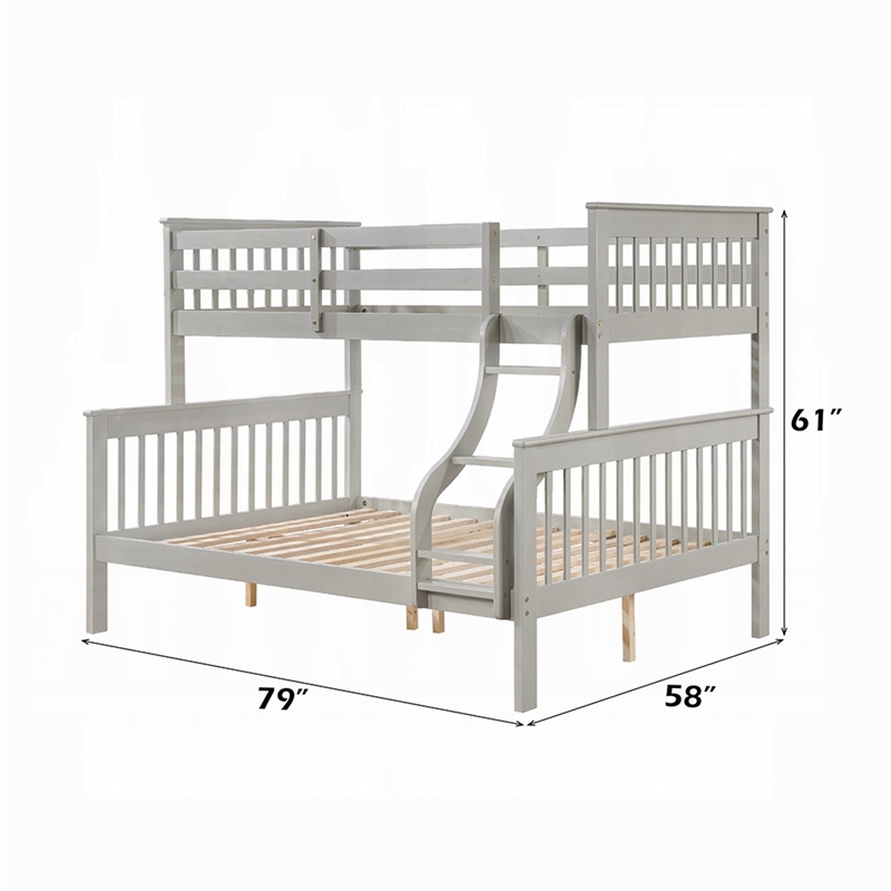 Pemberly Row Twin over Full Bunk Bed with Slatted Frame in Gray and Brown