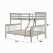 Pemberly Row Twin over Full Bunk Bed with Slatted Frame in Gray and Brown