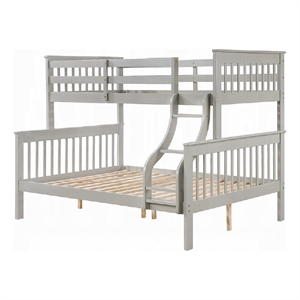 Pemberly Row Twin over Full Bunk Bed with Slatted Frame in Gray and Brown