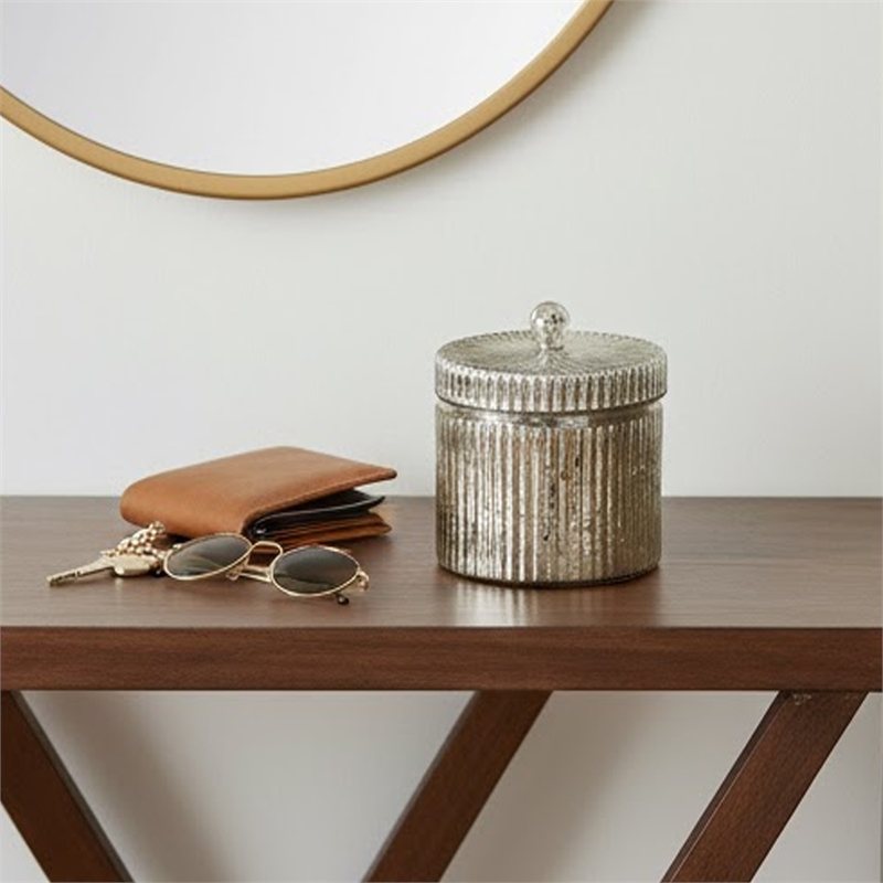 Pemberly Row Scented Soy Wax Candle with Lid and Ribbed Jar in Earl Gray