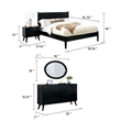 Pemberly Row 4pc Full Set with Dresser and Oval Mirror in Black Wood