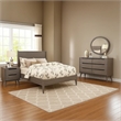 Pemberly Row 4pc Twin Set with Dresser and Oval Mirror in Gray Wood