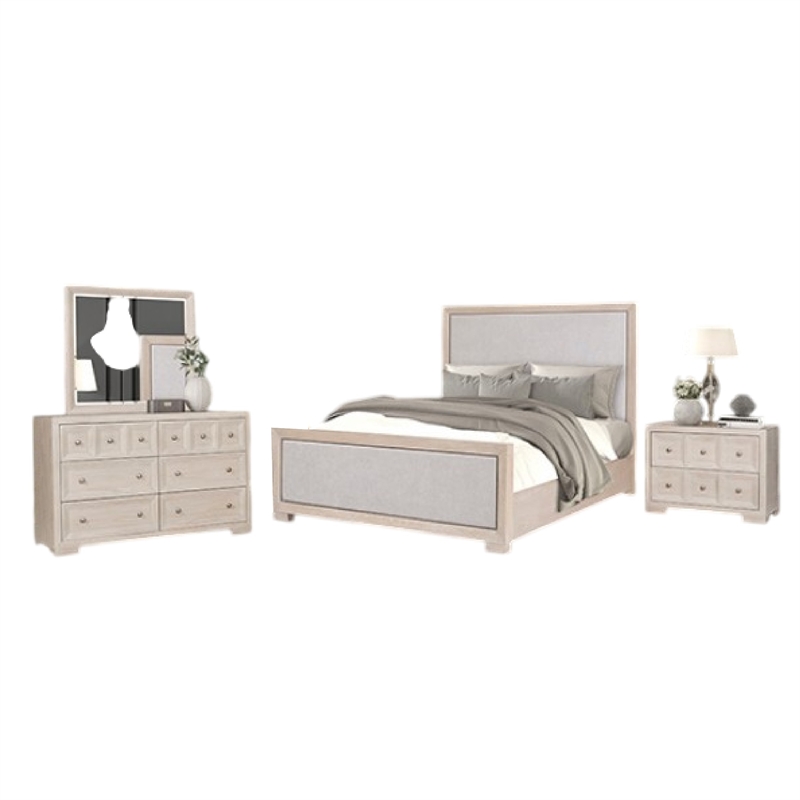 Pemberly Row 5pc Queen Set with 2 Nightstands in Tawny Brown and Gray