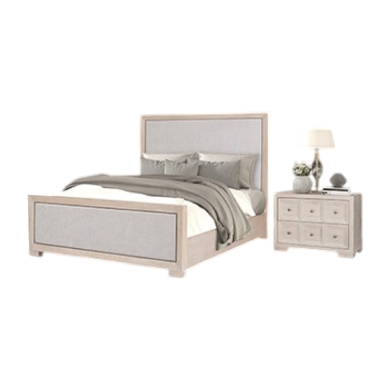 Pemberly Row 5pc Queen Set with 2 Nightstands in Tawny Brown and Gray