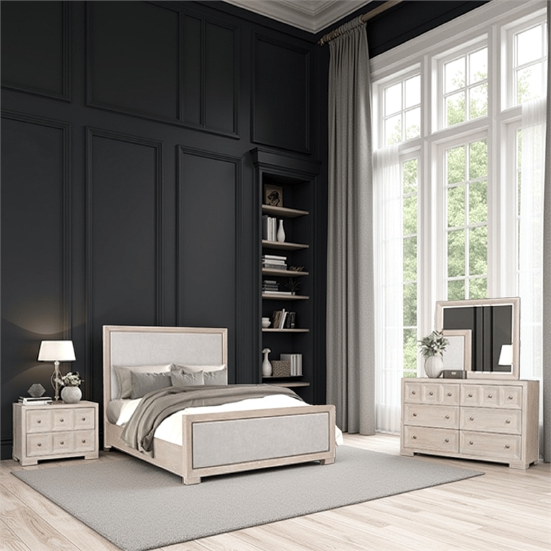 Pemberly Row 5pc Queen Set with 2 Nightstands in Tawny Brown and Gray