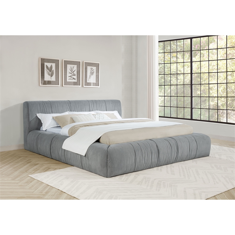 Pemberly Row Upholstered Eastern King Platform Bed in Dove Gray