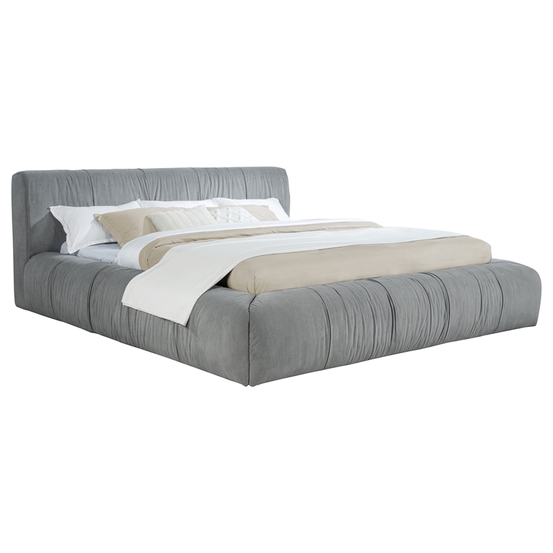 Pemberly Row Upholstered Eastern King Platform Bed in Dove Gray