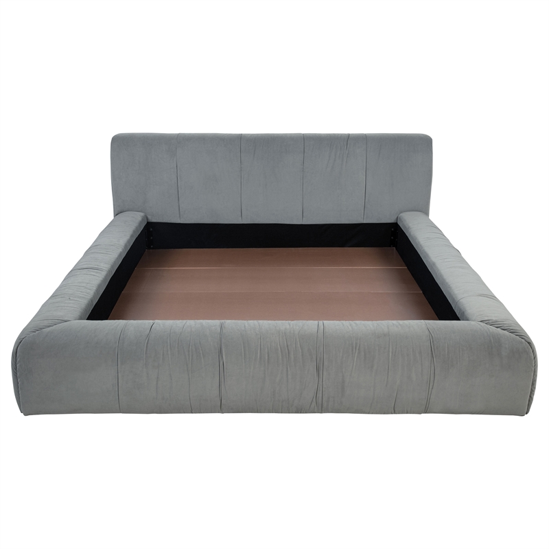 Pemberly Row Upholstered Eastern King Platform Bed in Dove Gray
