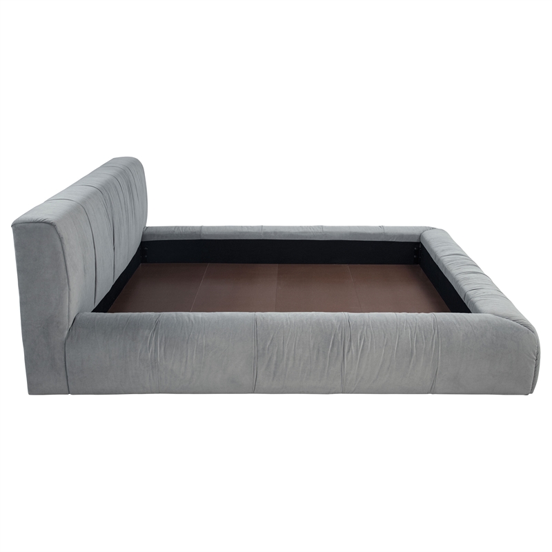 Pemberly Row Upholstered Eastern King Platform Bed in Dove Gray