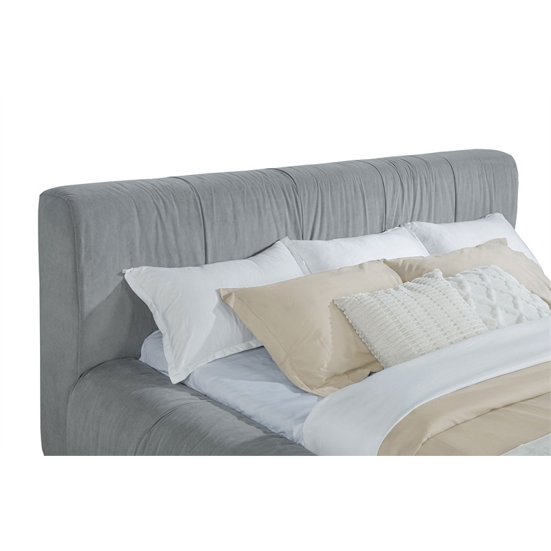 Pemberly Row Upholstered Eastern King Platform Bed in Dove Gray