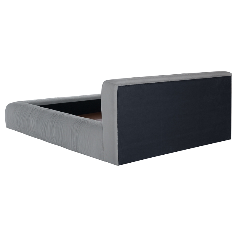Pemberly Row Upholstered Queen Bed with Pleated Headboard in Dove Gray