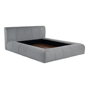 Pemberly Row Upholstered Queen Bed with Pleated Headboard in Dove Gray
