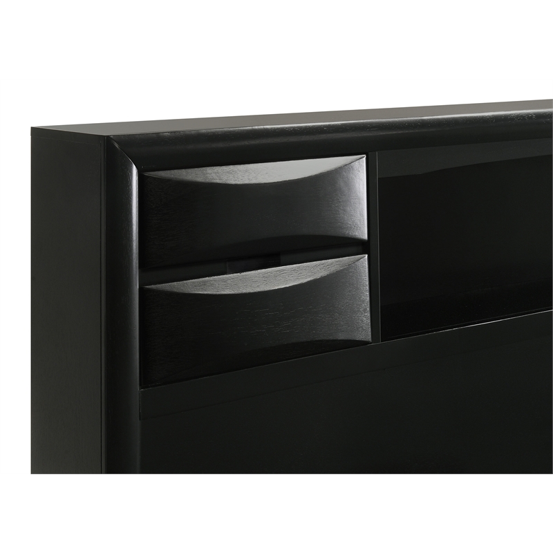 Pemberly Row Modern 5 Piece Eastern King Bedroom Set in Black