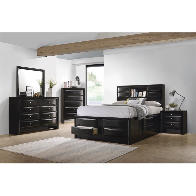 Pemberly Row 4 Piece California King Storage Bedroom Set in Black