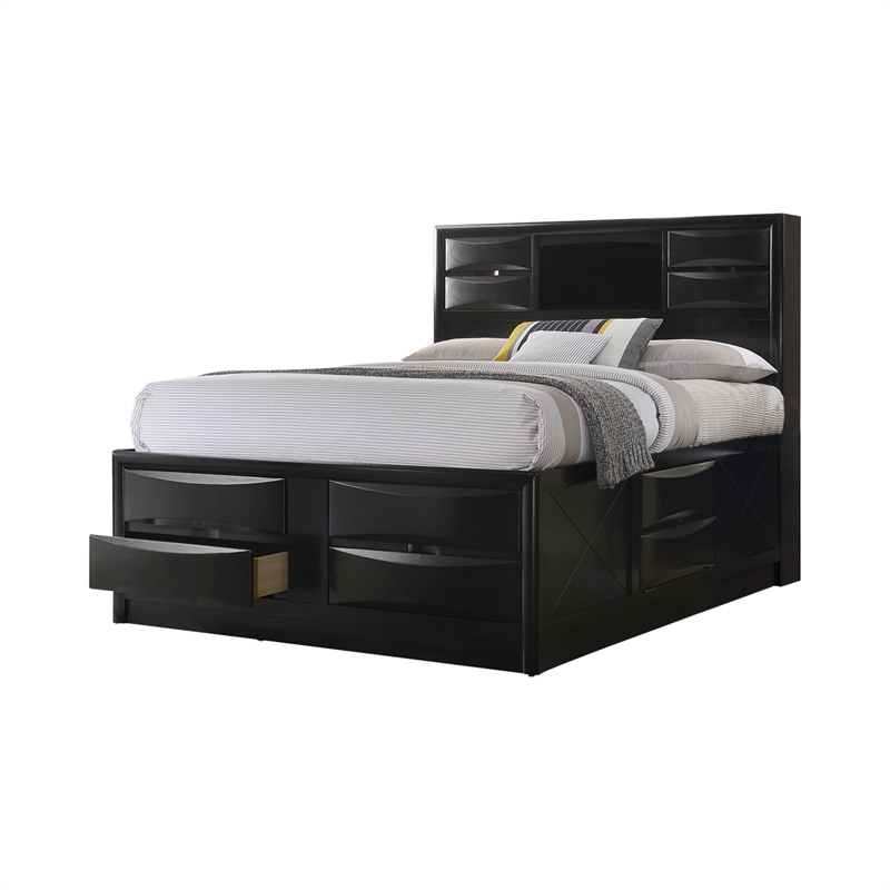 Pemberly Row 4 Piece California King Storage Bedroom Set in Black