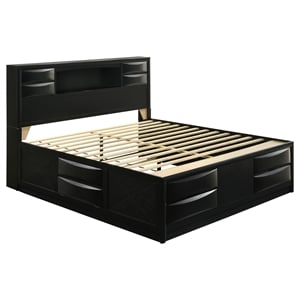Pemberly Row California King Storage Bookcase Bed with Drawers in Black