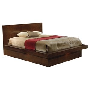 Pemberly Row Queen LED Panel Bed with Tall Headboard in Cappuccino