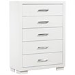 Pemberly Row 5 Drawer Bedroom Chest with Bar Pulls in Snow White