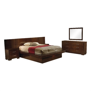 Pemberly Row 4 Piece Eastern King LED Bedroom Set in Cappuccino