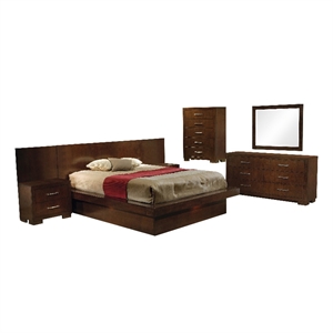 Pemberly Row 5 Piece Eastern King LED Bedroom Set in Cappuccino