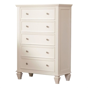 Pemberly Row 5 Drawer Bedroom Chest with Brushed Nickel in Cream White