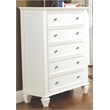 Pemberly Row 5 Drawer Bedroom Chest with Brushed Nickel in Cream White