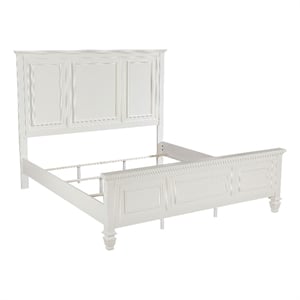 Pemberly Row 63 Inch Eastern King Carved Panel Bed in Cream White