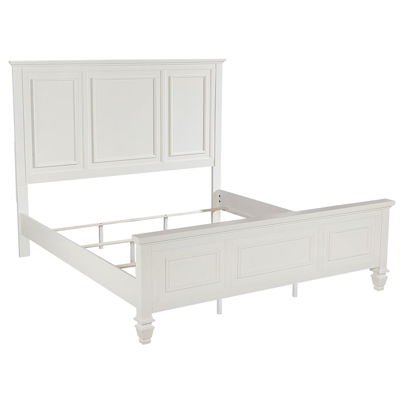 Pemberly Row 5 Piece Eastern King Carved Bedroom Set in Cream White