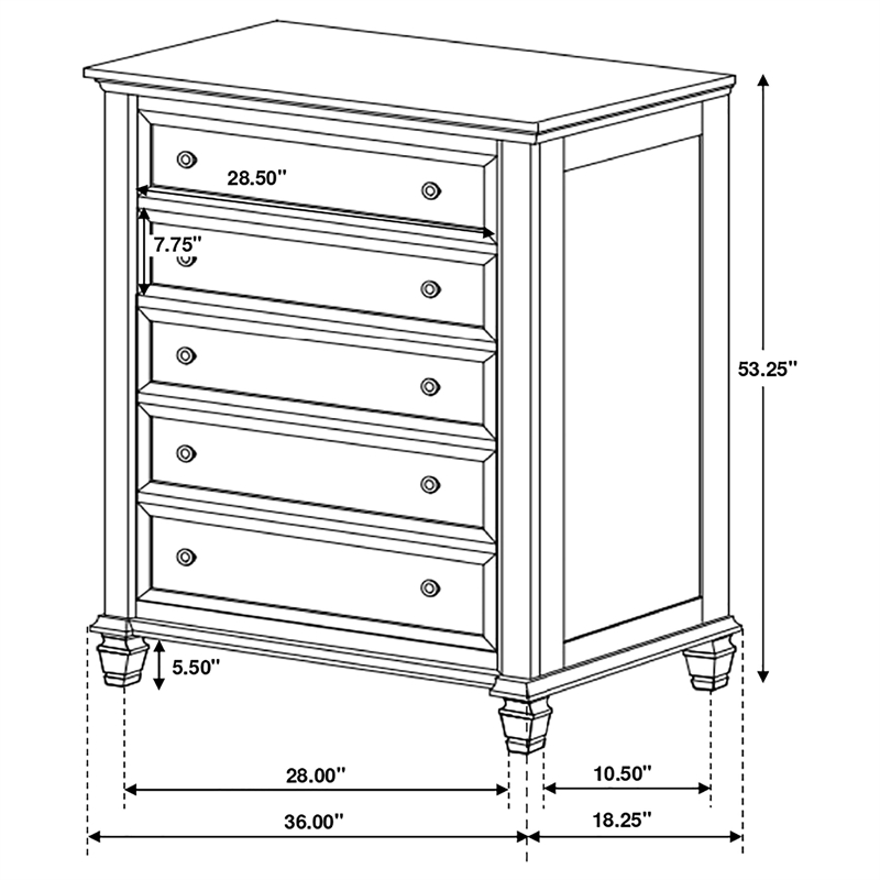 Pemberly Row 5 Piece California King Bedroom Set in Cream White