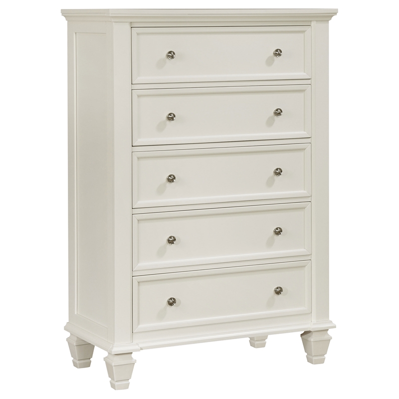 Pemberly Row 5 Piece California King Bedroom Set in Cream White