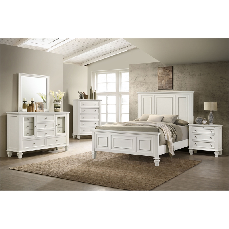 Pemberly Row 5 Piece California King Bedroom Set in Cream White