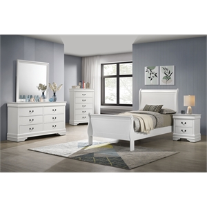 Pemberly Row 5 Piece Twin Bedroom Set with Dresser and Chest in White