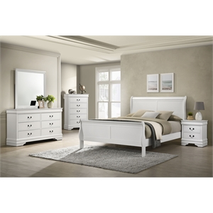 Pemberly Row 5 Piece Full Bedroom Set with Dresser and Chest in White