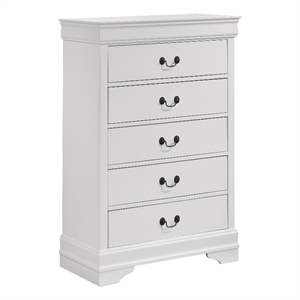 Pemberly Row 5 Drawer Bedroom Chest with Hanging Pulls in White