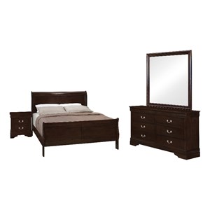 Pemberly Row 4 Piece Twin Bedroom Set with Dresser and Mirror in Cappuccino