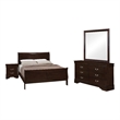 Pemberly Row 4 Piece Eastern King Bedroom Set with Mirror in Cappuccino