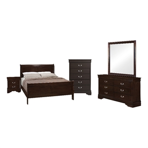Pemberly Row 5 Piece Eastern King Bedroom Set with Chest in Cappuccino